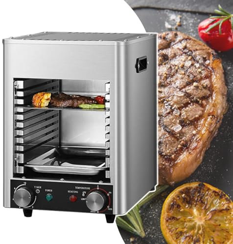 HCAUYNN Horno para Carne De Acero Inoxidable, Asador PortáTil para Carne De Barbacoa, MáQuina para Asar Carne De Sobremesa A 800 Grados,220V