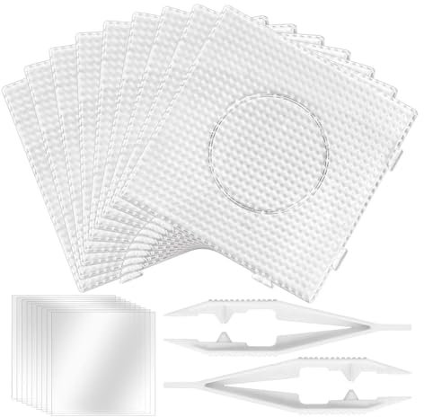 Fangxuee 9er-Pack Nagelplatten Aus Kunststoff, Große Quadratische Perlen, 5 Mm, mit Bügelpapier und Perlenpinzette für Selbstgemachte Bastelperlen