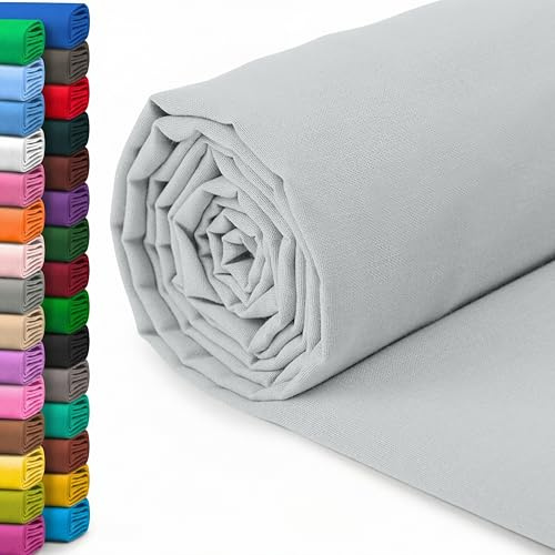 A-Express 100 % bomullstyg - 60 tum 150 cm brett - vanligt bomullstyg per meter - perfekt för quiltning, sömnad, klädtillverkning, gardinfoder, tygkassar, sängkläder, örngott - silver 2 meter