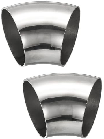 PATIKIL 2Pcs Gomito A 45 Gradi Con Curva A Mandrino, 60mm Diametro Esterno Gomito Di Scarico In Acciaio Connettore Per Tubazioni Di Scarico 304 Acciaio Inossidabile Per Tubo Di Scarico