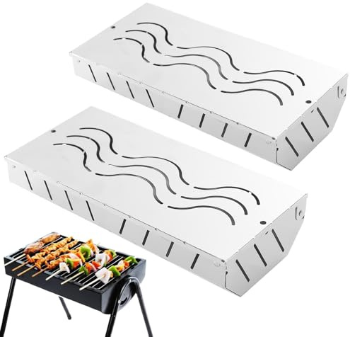 Juego de 2 ahumaderos de carne de acero inoxidable, accesorios de barbacoa, de pellets con tapa con bisagras para el hogar, el jardín y el exterior