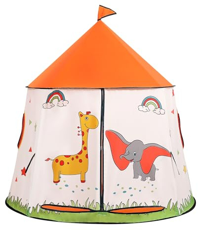 Lektält för småbarn, prinsessa prins slott tält, bärbart popup-indiantält, tipi, EN71-certifierad, lekhus för inomhus- och utomhusbruk, födelsedag julklapp (orange)