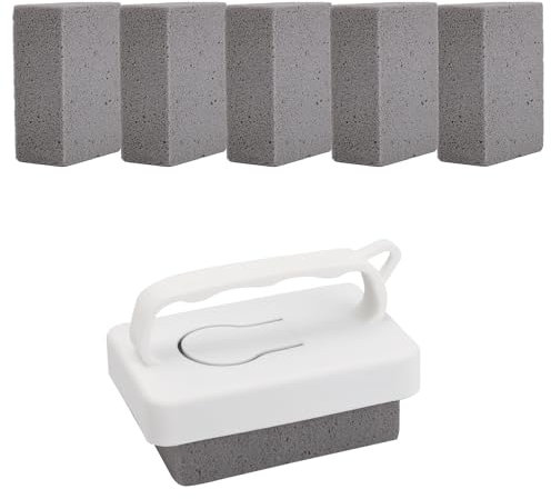 BOXOB 6 Pzs Bloque de Limpieza Piscina con Mango, Piedra Pómez Piscina Ladrillo de Limpieza Barbacoa Piedras Quitamanchas para Baño, Cocina, SPA, Fregadero, Lechada Azulejos, Hormigón