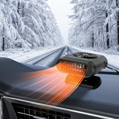 Riscaldatore per auto 12V 200W, 13,5 x 10,5 x 7,6 cm Riscaldatore per auto Sbrinatore Portatile Auto Parabrezza Disappannatore Rotazione 360° Per Inverno Per Tutte le Auto (Nero)