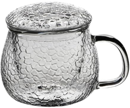 Hemobllo Taza De Té Con Tapa y Filtro Para Oficina, Vaso Con Asa Antideslizante, Acero Inoxidable Grueso Texturizado, Infusor Práctico Para Beber Té y Café, Set De 3 Unidades