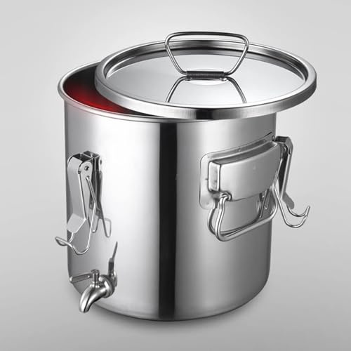 THEGA Olla De Acero Inoxidable con Grifo, Tapa Y Diseño A Prueba De Fugas De 360°, Ideal para El Hogar, La Granja O El Almacenamiento De Arroz(20l)