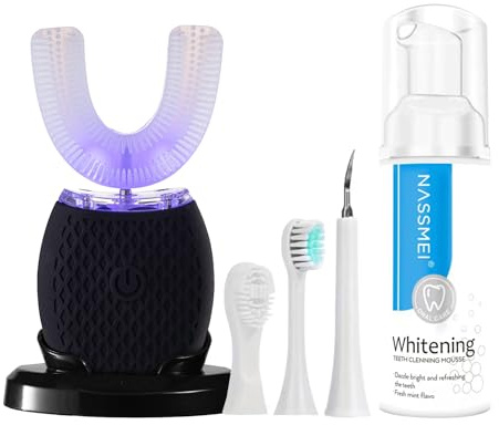 RONGCHUANG Brosse à dents automatique pour adultes – Brosse à dents électrique à ultrasons avec poils doux rechargeable, portable, minuterie automatique de 76,2 cm, chargement sans fil, lavable