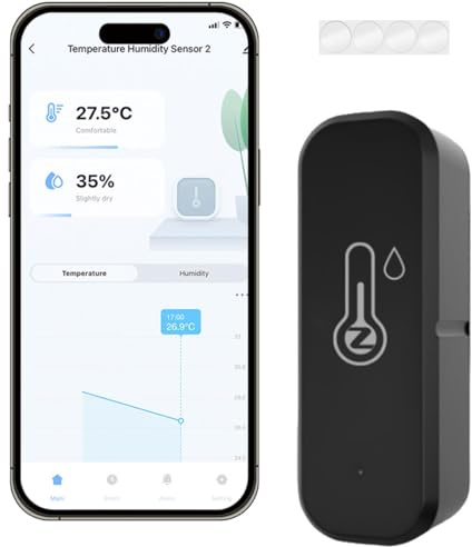 Acmerota Capteur hygromètre thermomètre Wifi, capteur de température WlanzzigCapteurs intelligents de température et d'humidité à utiliser avec l'application Remote pour les alertes