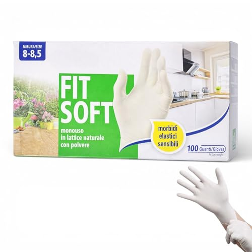 topolenashop 100 Guanti Monouso in Lattice Naturale Leggermente Talcati Taglia L – Guanti Usa e Getta Bianchi Resistenti – Per Pulizia Casa Cucina Meccanico Tattoo Uso 830001700
