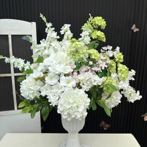 Lucky flower Colorful Artificial Rose Balls Wedding Centerpieces, Fake Flowers Rose Green Plant Ball, Silk Hydrangea Floral Arrangement Bouquet for Wedding Tables, Party, Home Decor (C, 40cm)