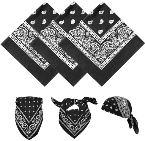 YAWYO 3er-Set Bandana, vielseitig einsetzbares Haartuch mit Paisley-Print, Unisex-Kopftuch, Bandanas, Stirnband für Damen und Herren, Cowboy-Accessoires