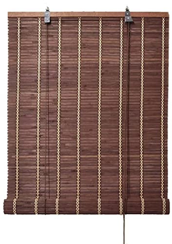 Anpassningsbar bambu RollUp Bli trä romerska es mörkbruna mörkläggningsrullar för inomhus utomhus integritet storlek B 120 x H 180 cm 47 x 71 tum