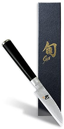 KAI Shun Classic japanisches Gemüsemesser 9 cm Klingenlänge - Damastmesser 32 Lagen VG MAX Kern - 61 (±1) HRC - Pakkaholzgriff - Made in Japan - Allzweckmesser geschmiedet