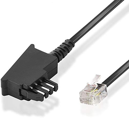BestPlug 20 Meter Telefon-Kabel, TAE-F Stecker auf RJ11 Stecker, Schwarz