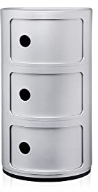 Kartell Componibili Sidobord, Silver, 32 x 58,5 x 32 cm