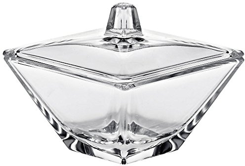 CRISTALICA Dose mit Deckel Bomboniere Klara 11 X 11 cm Hochwertiges Glas Moderner Zeitloser Style