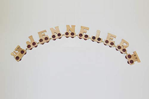 Fun World Toys® Personalisierte Holzbuchstaben mit Zug, 8 Buchstaben, Namenszug