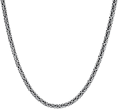 Silverly Byzantinische Halskette aus Sterlingsilber für Herren 52cm | 4Mm Dicke Kette im Balinesischen Stil | Klobige Halsketten aus 925er Silber | Kräftige Schwere Ketten für den Lagenlook