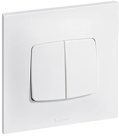 LEGRAND - Interrupteur Double ou Va-et-vient Neptune 10A - Commande d'Éclairage Monobloc - Prêt à Installer - Blanc