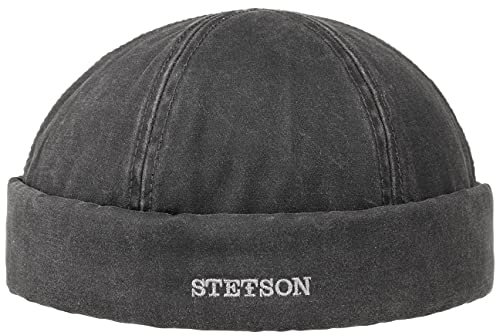 Stetson Old Cotton Winter Dockermütze - Dockercap Herren - Herrenmütze Wasserabweisend - Mütze gefüttert (Fleece) - Fischermütze Herbst/Winter - Wintermütze schwarz S (54-55 cm)
