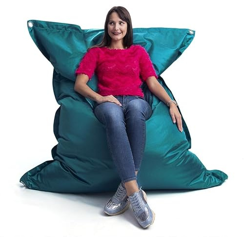 LIVEDECO - Jättestor XXL avtagbar sittsäck utomhus, utomhus, trädgård, terrass, turkos BiG52 Iron RAW