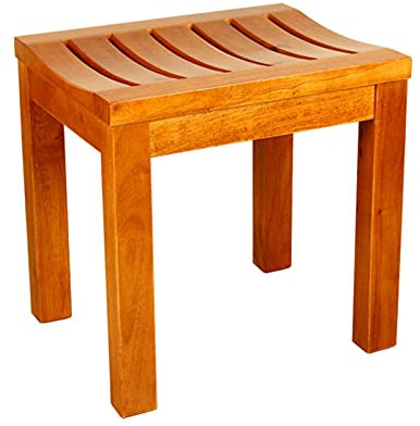 XFSHKJS Holz Eckbadewanne Duschsitz für Innendusche, großer wasserdichter Duschhocker gebogenes Design bequemer sicherer Badezimmerhocker Whirlpool Badewannensitz, Ergonomie