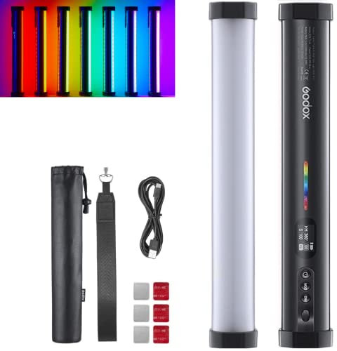 Godox TL30 RGB Vidéo Tube Lampe, 2700K-6500K RGB Lampe Vidéo à LED Tube Light, Luminosité 0% à 100% Réglable avec 13 FX Effects CRI97+/TLCI99+ pour Tiktok,Youtube,Vlog,Photographie