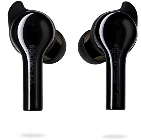 Boompods Bassline GO True Wireless Earbuds - Bluetooth 5.0 Ear Buds, Touch Controls & ENC Noise Cancelling, Up to 23 Hour Battery Life & Charging Case, IPX4 Sweatproof Earphones with Microphone, Black