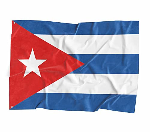 Bandera nacional de Cuba de fibra de poliéster de 3 x 5 pies, colores brillantes y bandera antiultravioleta, bandera para interiores y exteriores