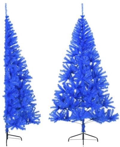 vidaXL Künstlicher Halb Weihnachtsbaum mit Ständer Christbaum Tannenbaum Dekobaum Kunstbaum Weihnachten Dekoration Weihnachtsdeko Blau 240cm PVC