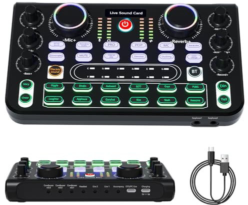 Mezclador de Audio RUBEHOOW para DJs, dispositivos de streaming y grabación en vivo de podcasts - Consola compacta y de alta calidad para grabaciones en vivo
