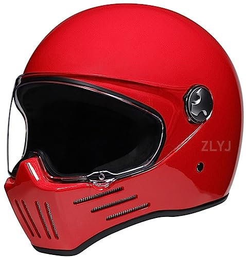 ZLYJ Vintage Motorrad Integralhelm, Umwandelbarer Motorrad Motocross-Helm, Motorrad Roller Retro Classic Crash Racing Rallye Touring Helm Mit ECE-Zulassung F,X-Large