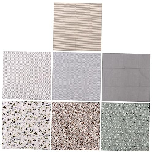 COHEALI 7stücke Baumwollstoff Mit Blumenmuster DIY-handarbeitsstoff Zum Nähen Und Basteln Grauer Stoff Für Dekoration Und Kreativprojekte
