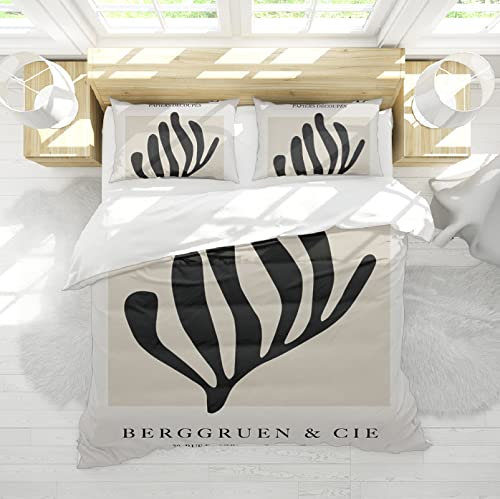 HOBBOY Bettwäsche-Sets im einfachen Stil, rustikal und modern, 3-teilig, 1 Bettbezug mit Reißverschluss, 2 Kissenbezüge, Keine Laken, Schwarz, grau, weiß 180x200 cm