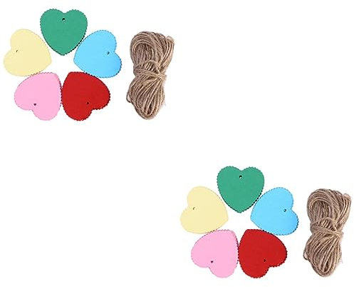 STOBOK 400stücke Herzförmige Wellenkante Papieretiketten Farben Mit Schnur Blanko Geschenkanhänger Für Hochzeiten Valentinstag Und -projekte