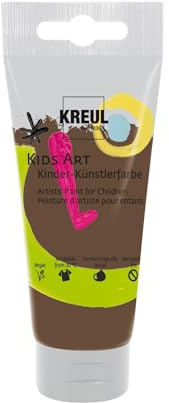 KREUL 43315 - Kids Art Kinder-Künstlerfarbe, Dunkelbraun 75 ml Tube, Schulmalfarbe auf Wasserbasis, matte deckende Bastelfarbe für Leinwand, Papier und Karton, vegan