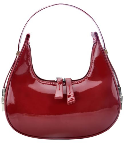 WOKICOR Moon Bags PU Leder Achselhöhle Schulter Geldbörse Handtasche Damen Klein Umhängetasche Damen Y2k Handtasche mit Reißverschluss Luxus Tasche Umhängetaschen für Frauen Mädchen Handtasche