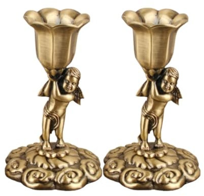 Wnota Kandelaber Kerzenhalter, Kerzenhalter, Kegelkerzenhalter, Vintage-Messing-Engel, Dekorativer Kerzenständer Kerzenständer