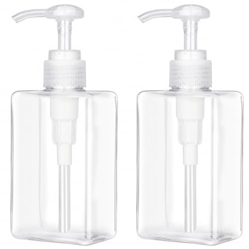 Jansburg - Dispensador de Botellas de 280 ml (269.3 g), Paquete de 2 dispensadores de loción de plástico Cuadrados y rellenables, a Prueba de Fugas, Botella vacía para Aceite Esencial, jabón, loción