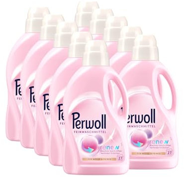 PERWOLL Wolle & Feines Waschmittel 10x 27 WL (270 Waschladungen), Feinwaschmittel reinigt sanft, glättet und erneuert Fasern & verhindert Knötchen, mit Dreifach-Renew-Technologie