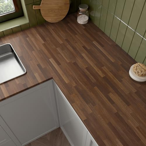 VaryPaper Carta da parati in legno marrone scuro, 40 cm x 800 cm, carta da parati spessa in legno per piani di lavoro della cucina, effetto legno, retro adesivo, per mobili, piani di lavoro, credenze
