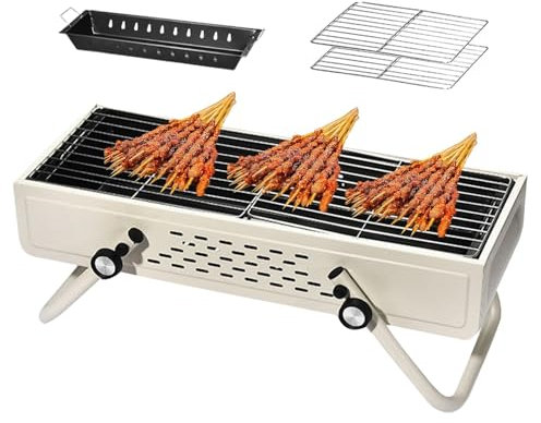 Monozoz Barbecue a carbonella per barbecue a carbonella, per campeggio, barbecue a carbonella, portatile, grande griglia a carbonella con grande superficie per cucinare all'aperto, grigliate, picnic