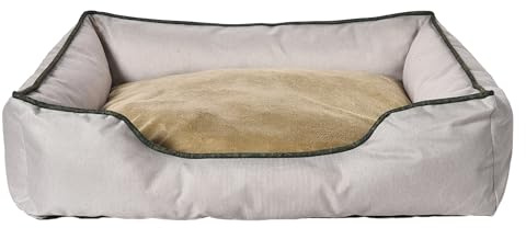 Dehner Lieblinge Kuschelbett Beanie, Hundebett/Katzenbett mit Anti-Rutsch-Boden, ca. 90 x 69 x 21 cm, Größe L, aus recycelten Materialien, beige