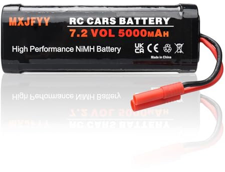 MXJFYY 7.2V 5000mAh NiMH Rechargeable Battery for Banana Plug Connector, RC Car Battery Pack Compatible with Redcat Racing Vehicles Low Self-Discharge Rate
