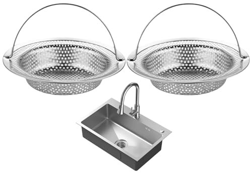 2 Stück Abflusssiebe Küchespüle Edelstahl,Sieb Für Spülbecken,Spülbecken Sieb Mit Griff,Waschbecken Sieb Küche,Sink Strainer,Waschbeckensieb,Waschbecken Haarsieb,Für Verstopfungsschutz Abfluss Spüle