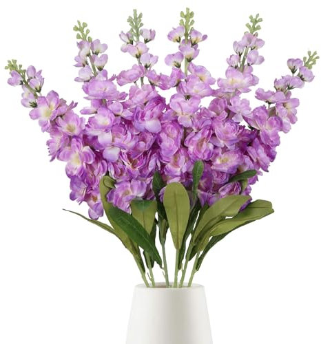 IPOPU Künstliche Blumen aus lila Rittersporn, 92 cm, Seidenblumen, Löwenmaul, Hyazinthe, künstliche Blumen, langer Stiel, Blumen für Hochzeit, Zuhause, Blumendekoration, 6 Stück (lila)