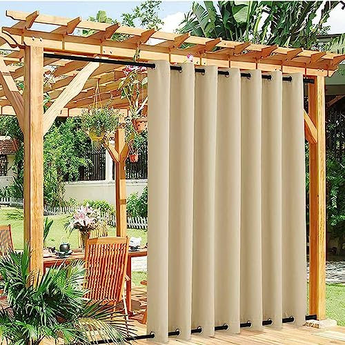 Outdoor Vorhang Paneele UV-Schutz Blickdicht Vorhang für Pavillon Pergola Balkon Beige B200xH210cm Ösen oben und unten