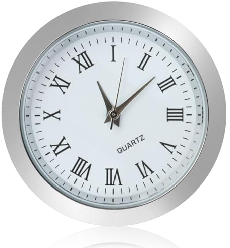 MSMXCS Reloj de cuarzo de 35,5 mm, movimiento redondo de cuarzo en miniatura, esfera blanca, agujero de 36 mm de diámetro, mini ajuste para cocina, hogar, sala de estar, dormitorio, escuela, color