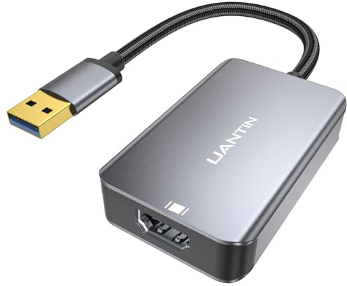 UANTIN Adaptador USB a HDMI 1080p @60Hz (aluminio y cable de nailon trenzado) USB-A 3.0 macho a HDMI hembra convertidor para Windows 7/8/10/11 y MacOS para múltiples monitores, solo requiere un