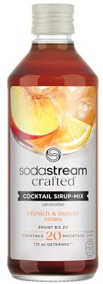 SodaStream Crafted Mixers Cocktail Sirup Pfirsich & Ingwer | Alkoholfrei | Fruchtig-würzige Note | Für Cocktails & Mocktails | Ergibt ca. 20 Getränke | 330 ml